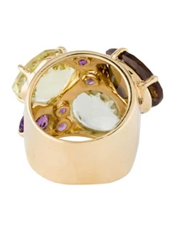 Very Good cond Auth Roberto Coin Ipanema Bold Multigem 18 KT Yellow Gold Ring