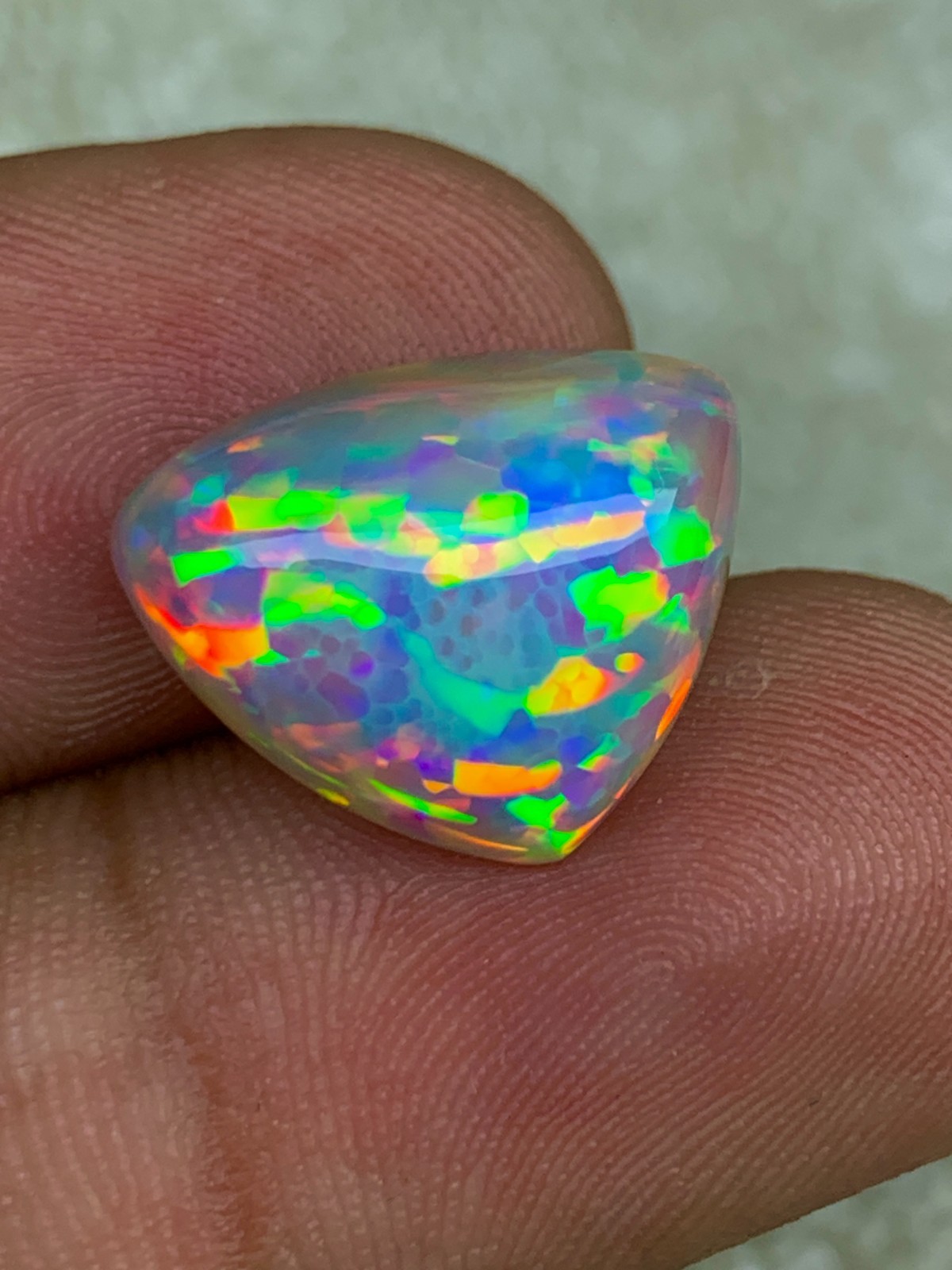 Natural Ethiopian Honeycomb Opal 4.90crt Trillion Cabochon Loose Welo Gemstone