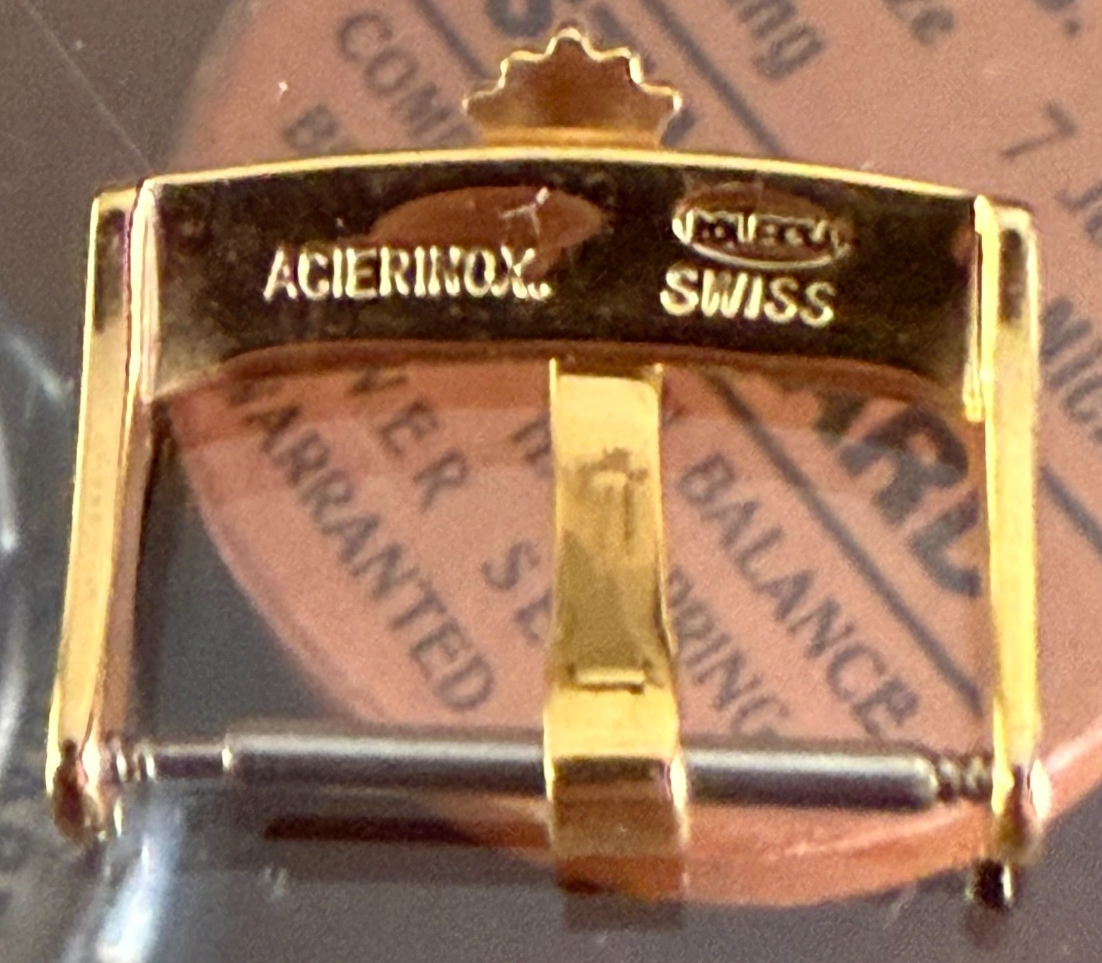ROLEX 18mm Yellow 18k GOLD Plate Buckle Hammer Marked ACIERINOX ROLEXSA 1995