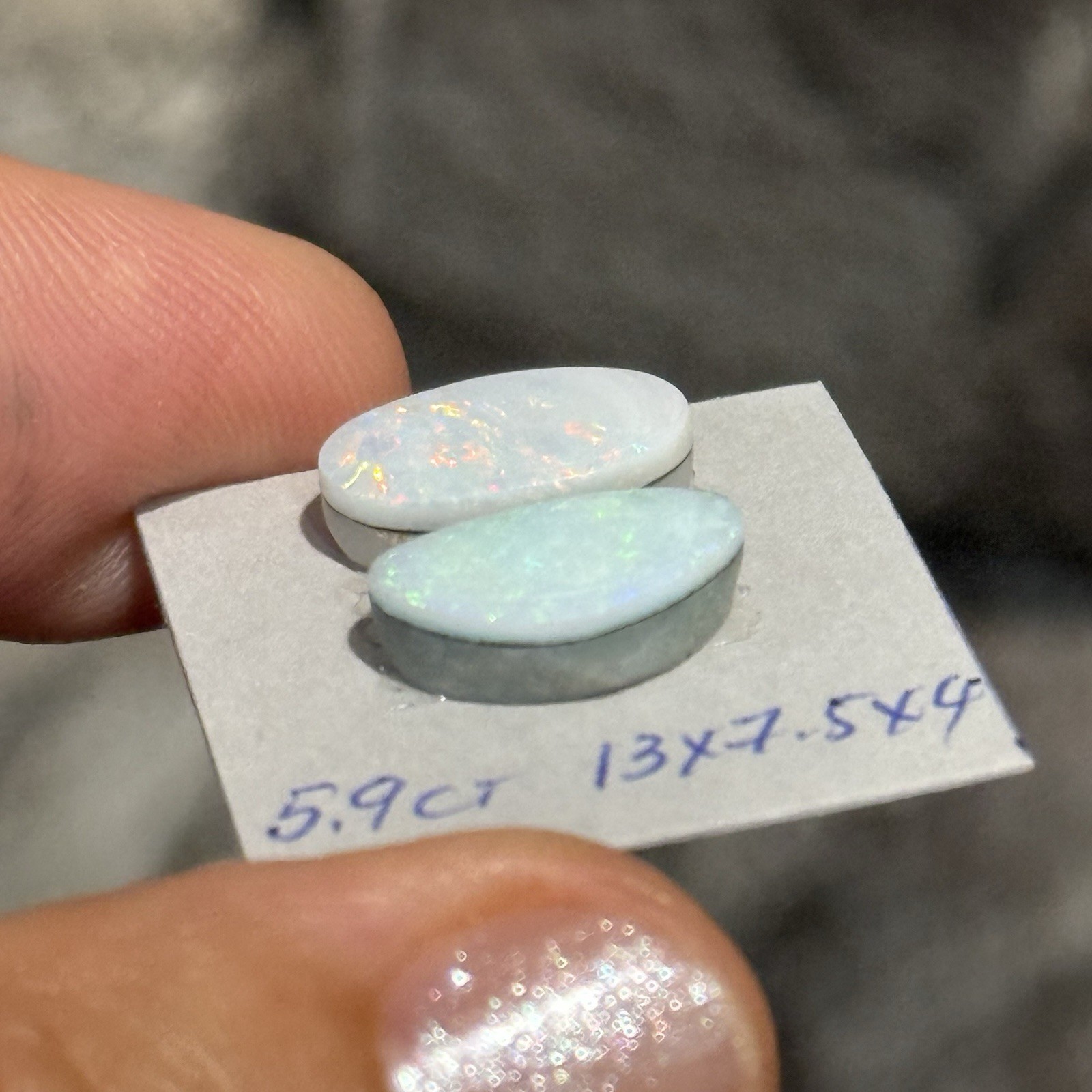 5.9ct 13×7.5x4mm Pair Very Light Blue Australian Doublet Opal Cabochon Gems