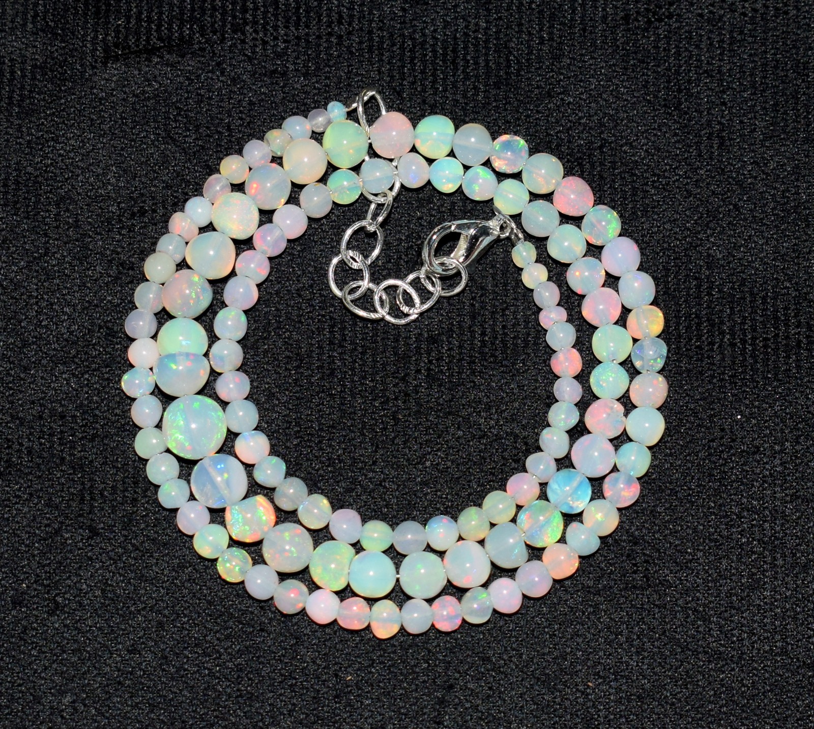 Natural Ethiopian Opal Welo Fire Opal Gemstone Beads 16”Necklace Jewelry A0766