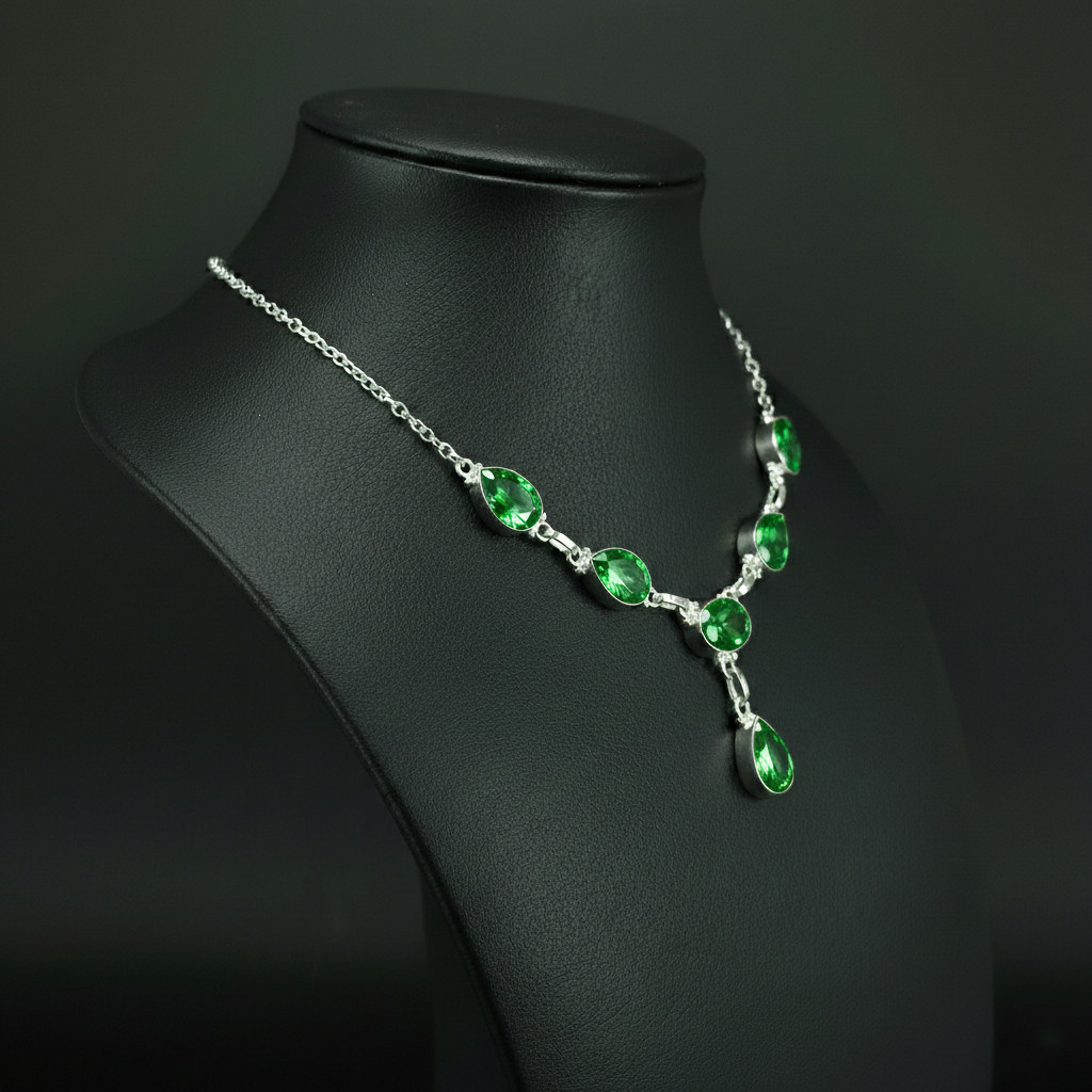 Peridot Gemstone 925 Sterling Silver handmade Gift Necklace 18″