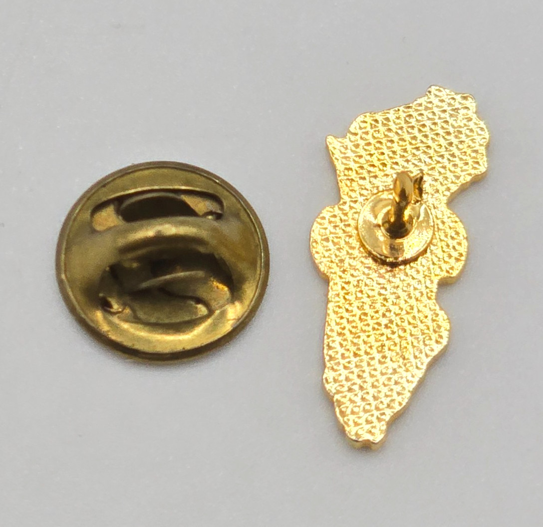 Vtg GTE Illinois State Map Lapel Pin Black Enamel Gold Tone Telephone Employee
