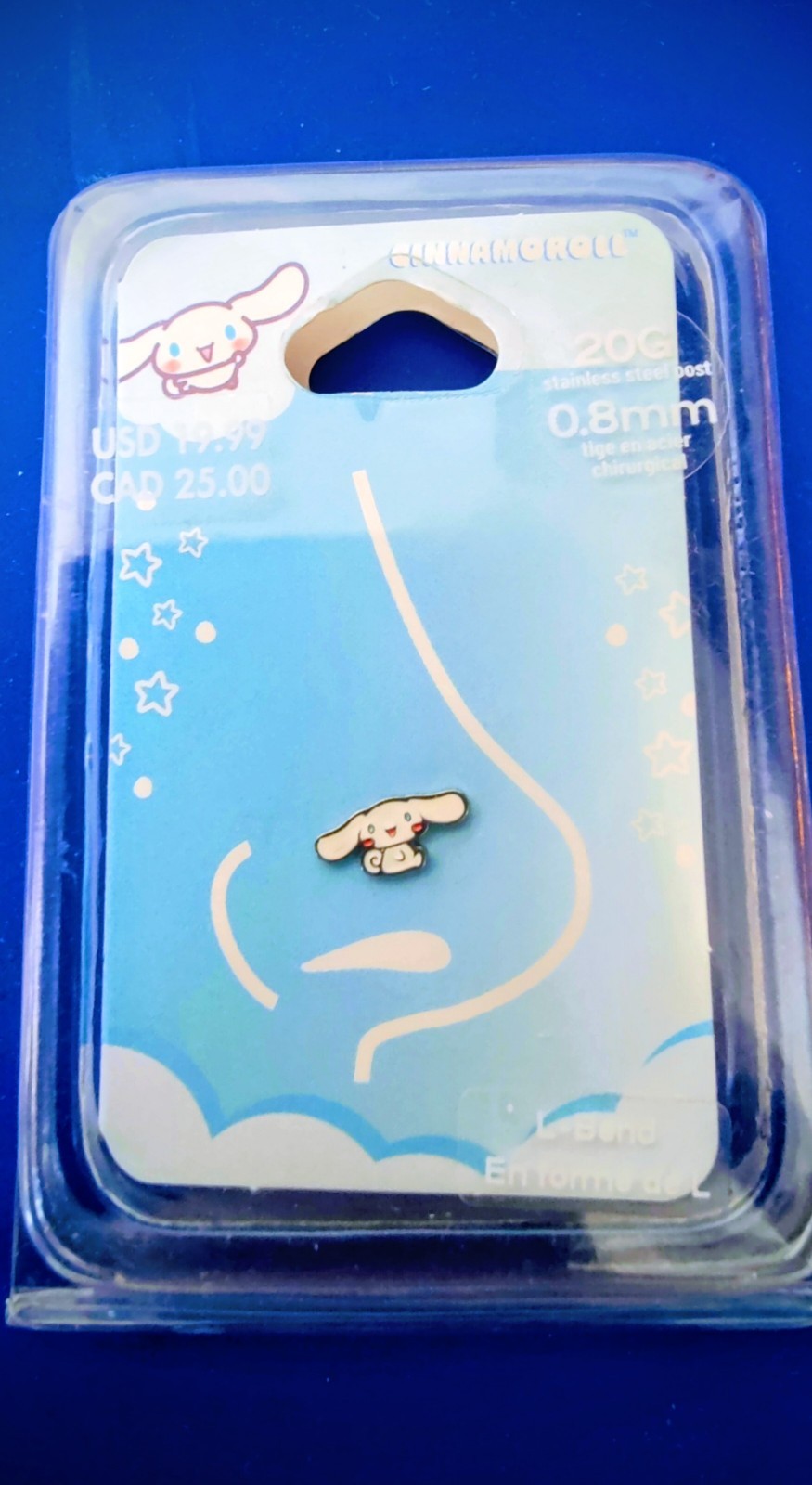 Cinnamorolls Nasal Piercing, 0.8mm, 20G, New
