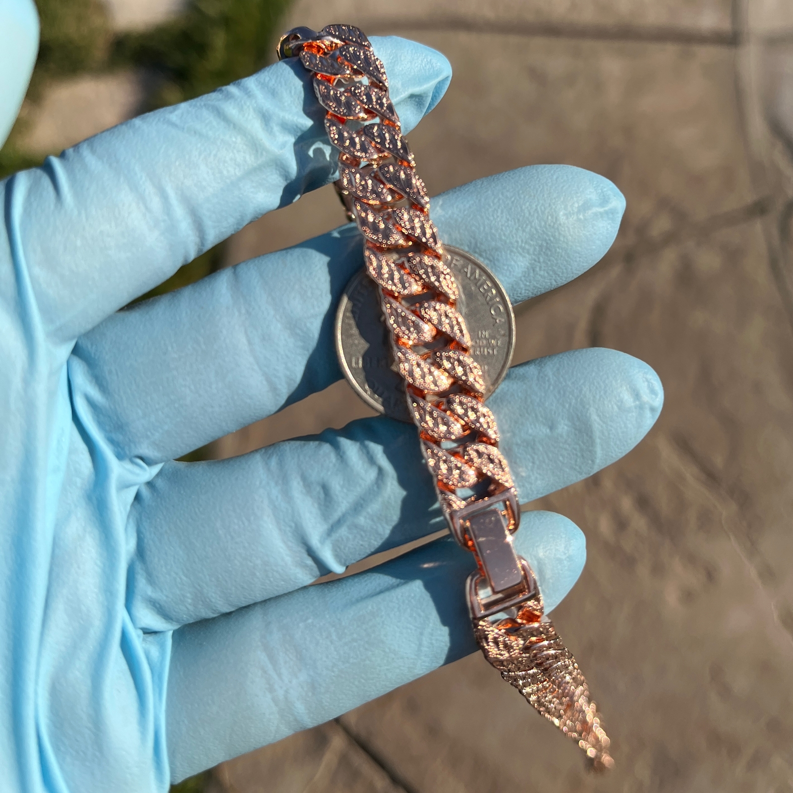 Men’s 14K Rose Gold Plated Cuban Link Chain Dust D/C Cut Hip Hop Necklace 30″ in
