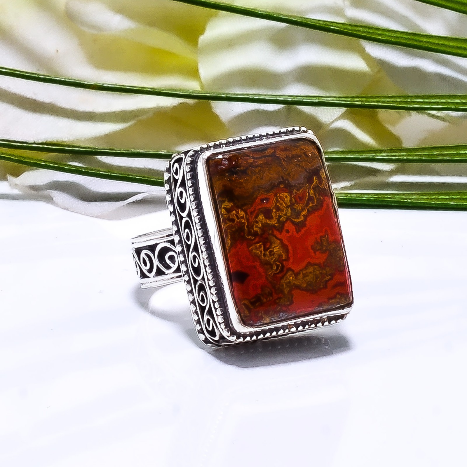 Seam Agate – Morocco 925 Sterling Silver Ring S.7 R115434
