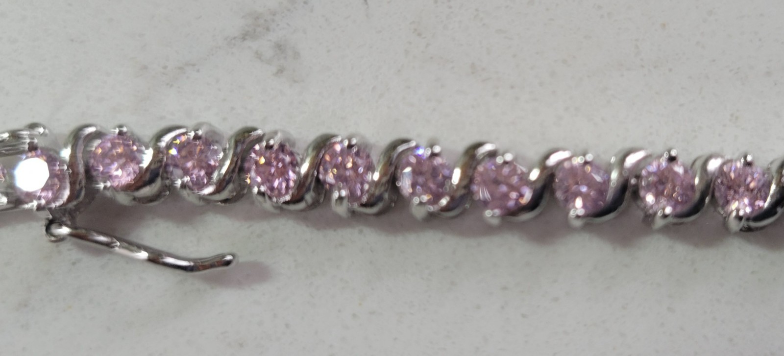 NEW Sterling Silver Tennis Bracelet Pink Topaz DW Thailand 14g