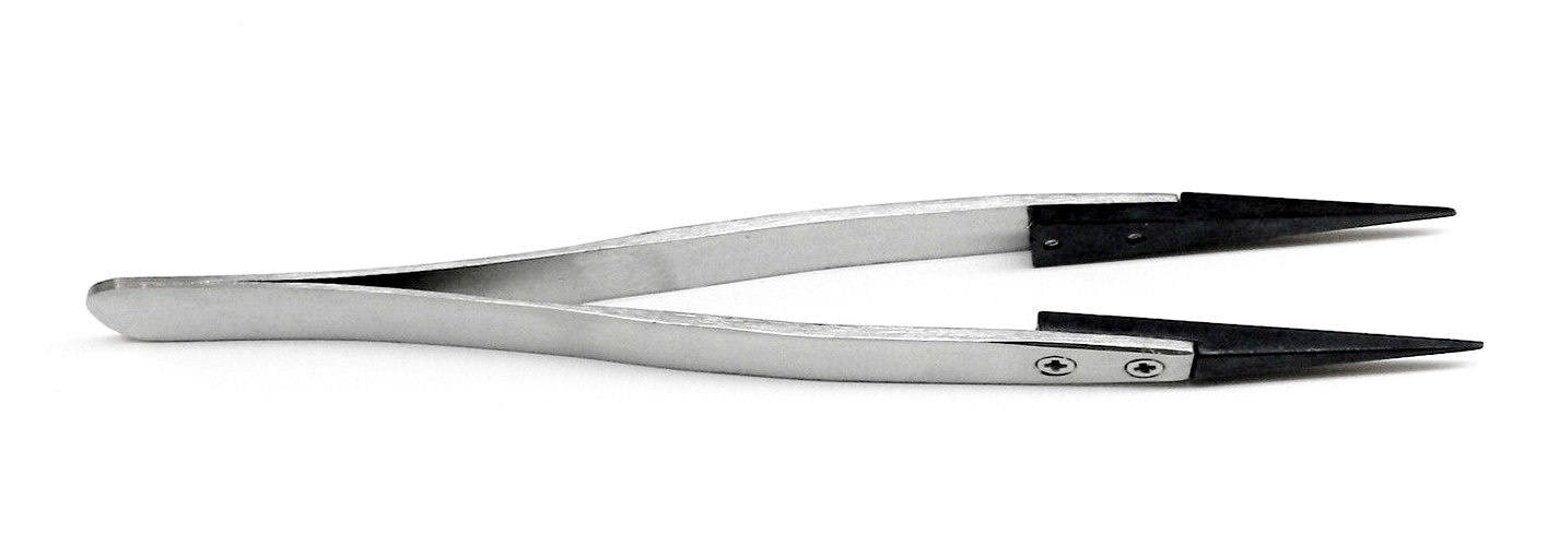 Tweezers Non Static Fiber Tip Precision Anti-Static Stainless Steel Tweezers 5″