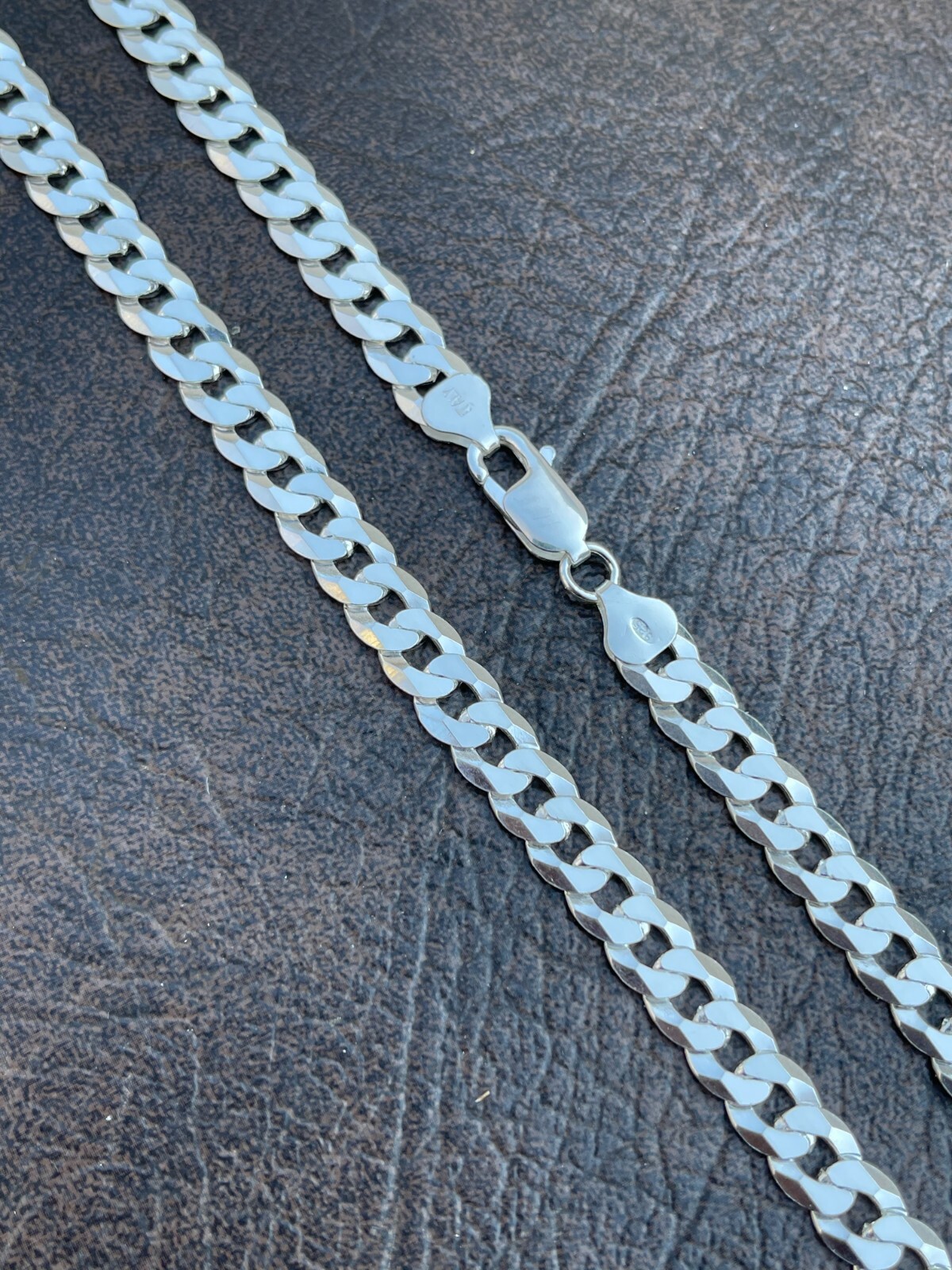 Solid 925 Sterling Silver Men’s Miami Cuban Link Chain Necklace 8mm ITALIAN MADE