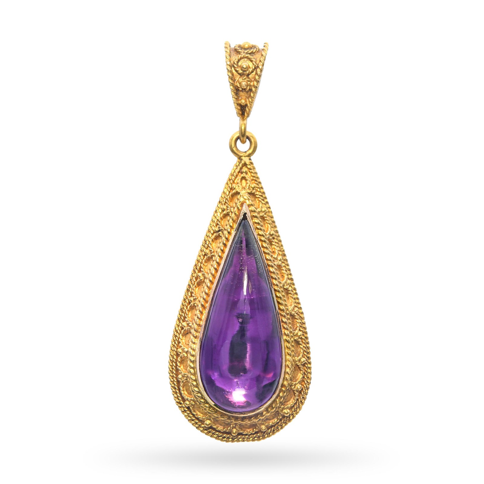 Vintage 14k Yellow Gold Foil Backed 3.90ct Amethyst Pendant