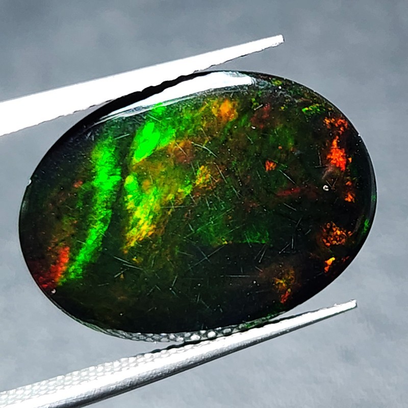Natural Ethiopian Black Opal AAA+ Collector Welo Oval Cabochon Fire Play 7.05Ct