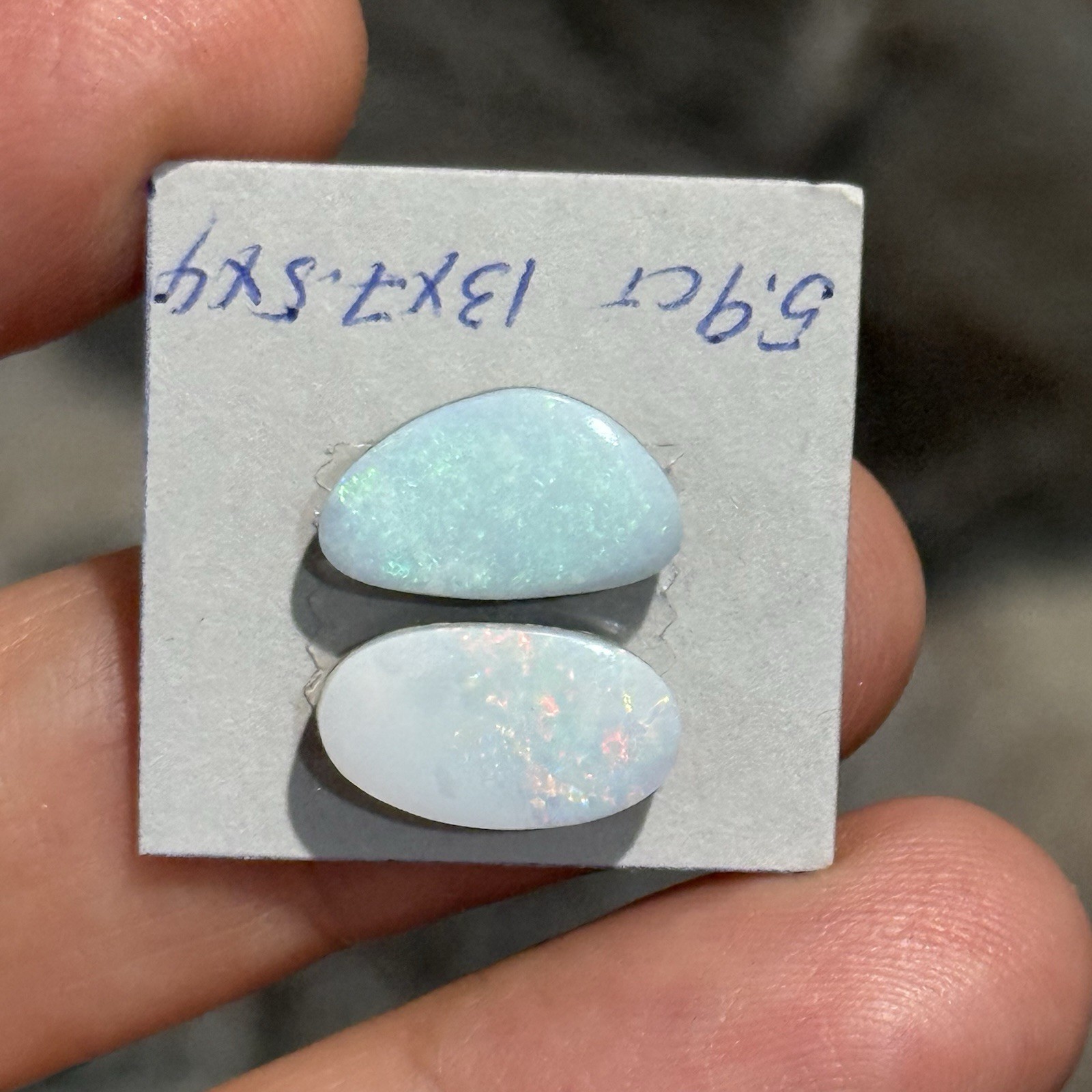 5.9ct 13×7.5x4mm Pair Very Light Blue Australian Doublet Opal Cabochon Gems
