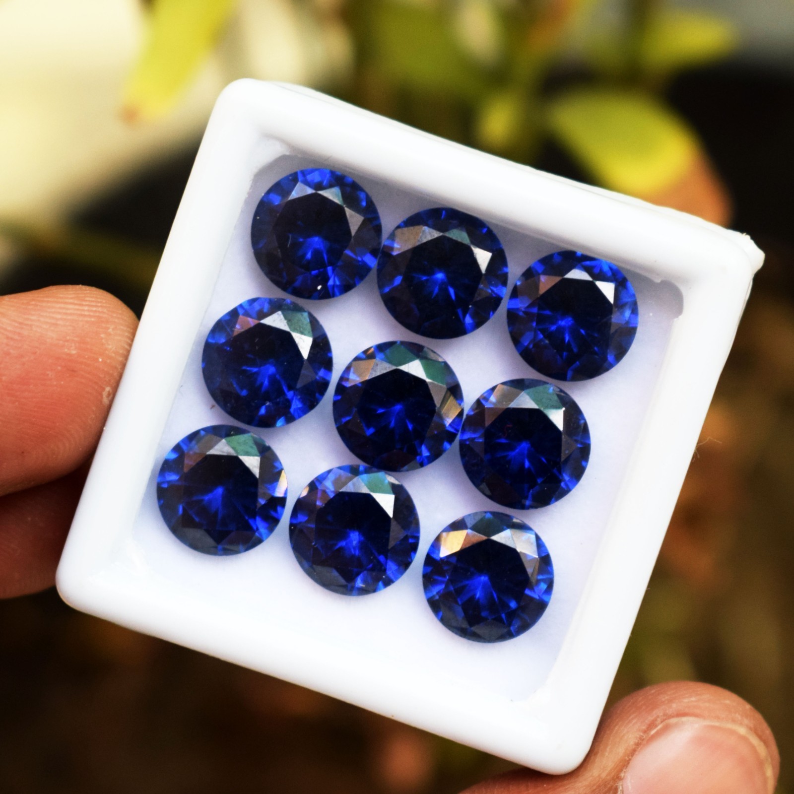 40 CT Flawless Royal Blue Sapphire Round Cut Certified Loose Gemstone 9 Pcs Lot
