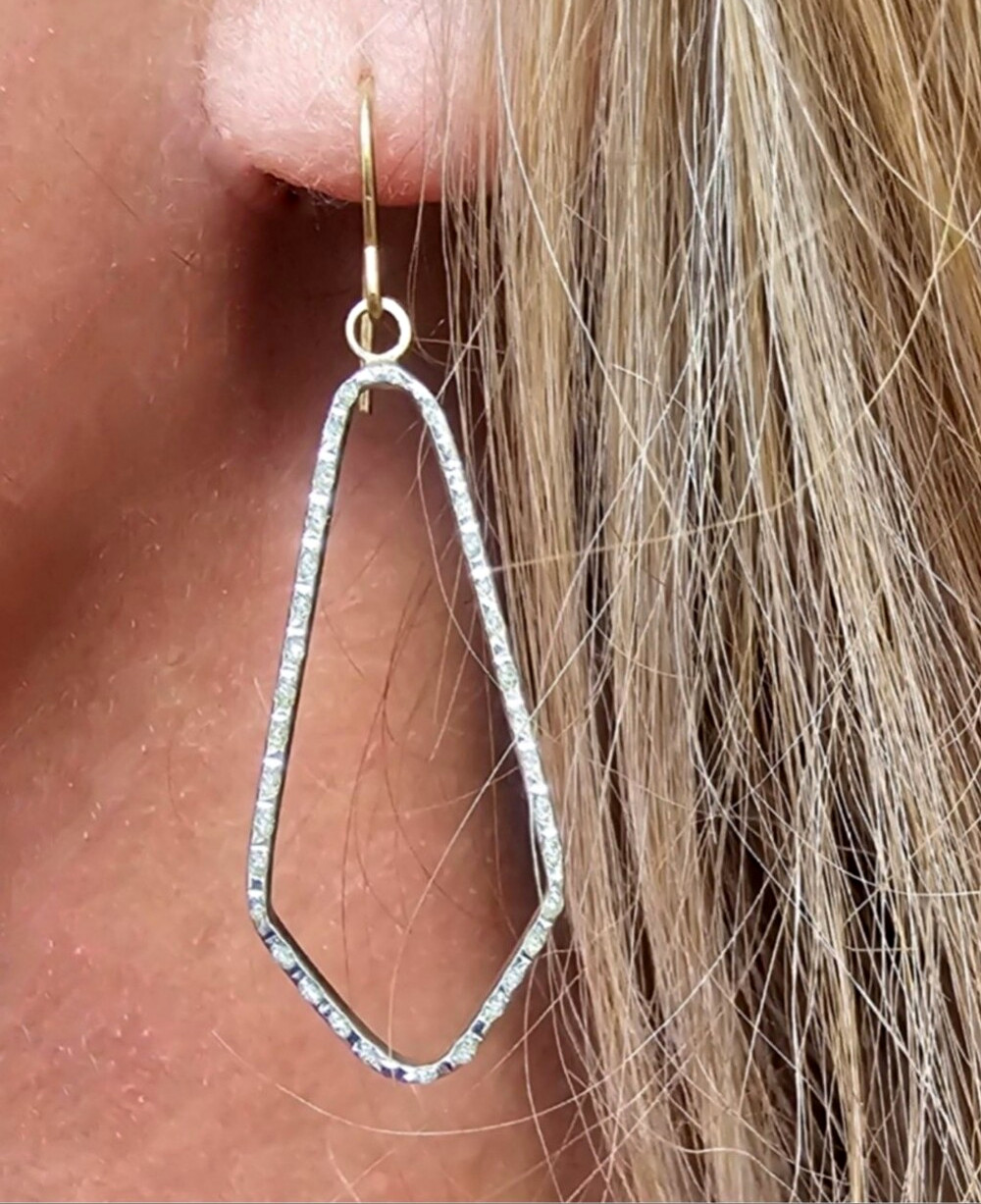 10k Gold Diamond Drop Geometric Dangle Earrings