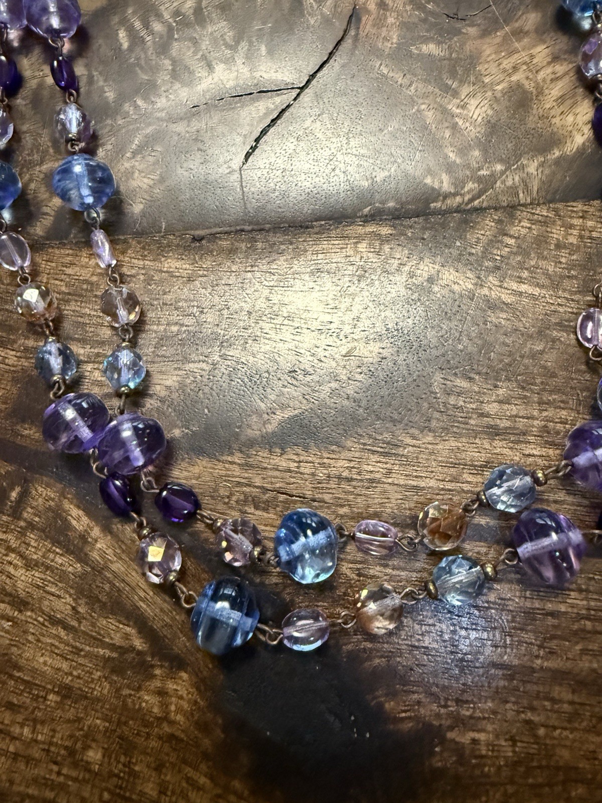 Joan Rivers Czech Republic Blue/Purple/Multi Glass Linked Bead Necklace, 48”