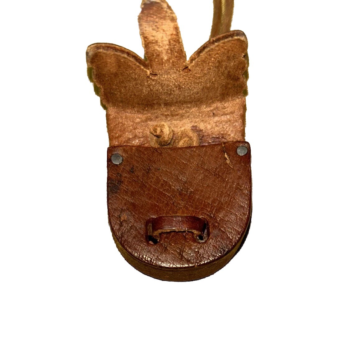 Mini Brown Leather Embossed Purse Pendant Necklace