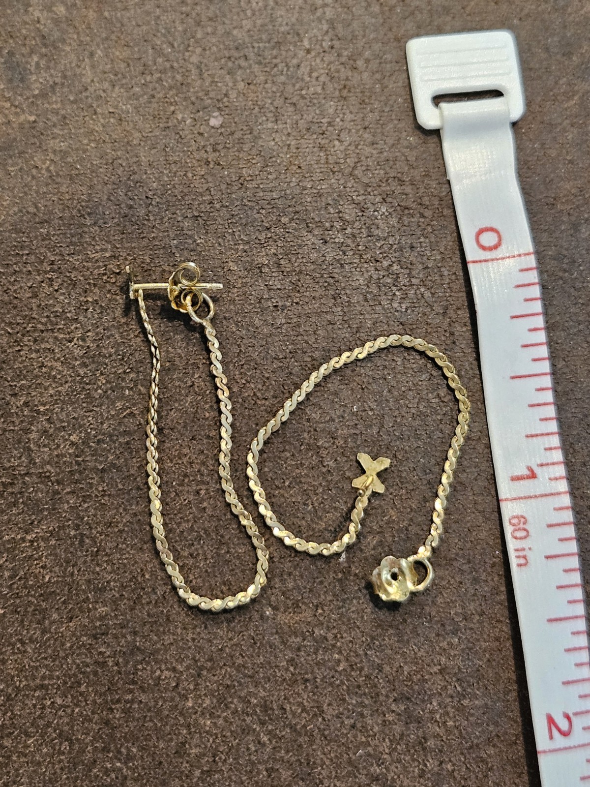 Vintage 1/20 14K Gold Filled S-Link Serpentine Chain Dangle Loop Earrings 2.5″