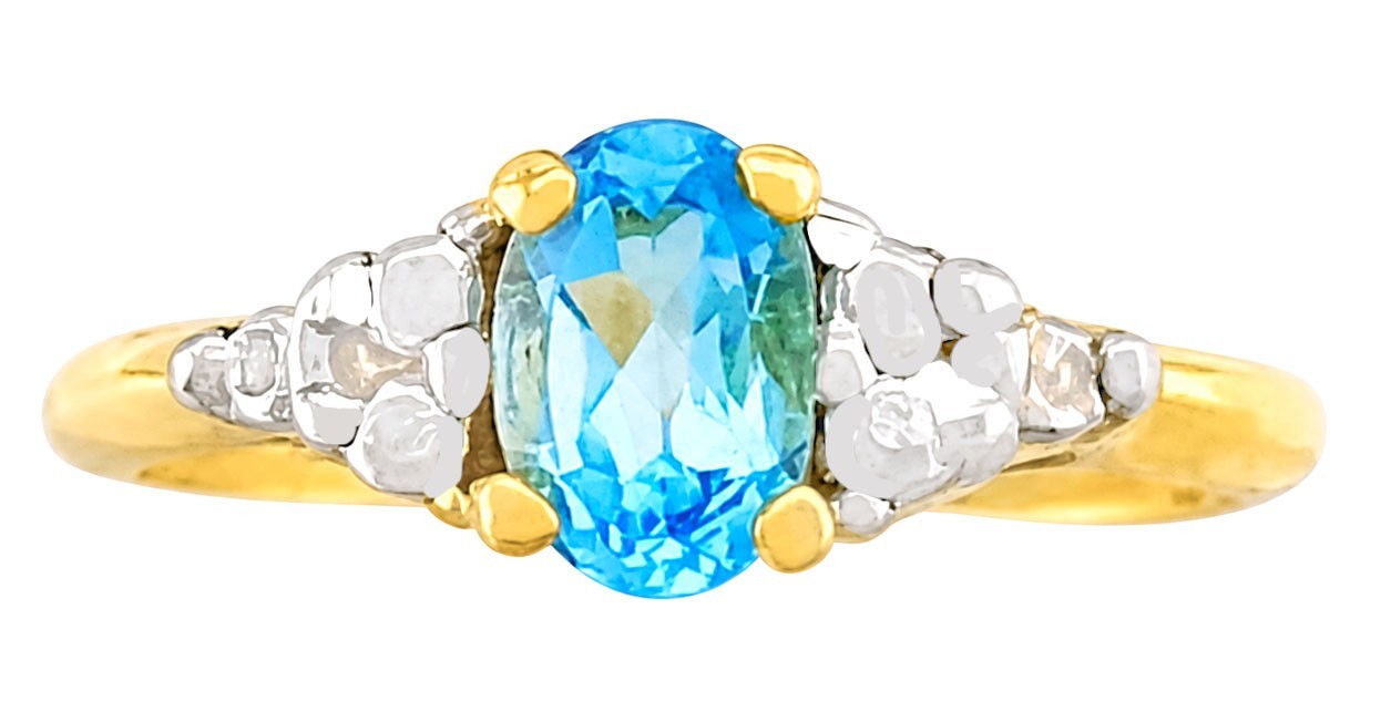 GENUINE 0.62 Cts BLUE TOPAZ & DIAMONDS RING 10K GOLD – Free Appraisal Service