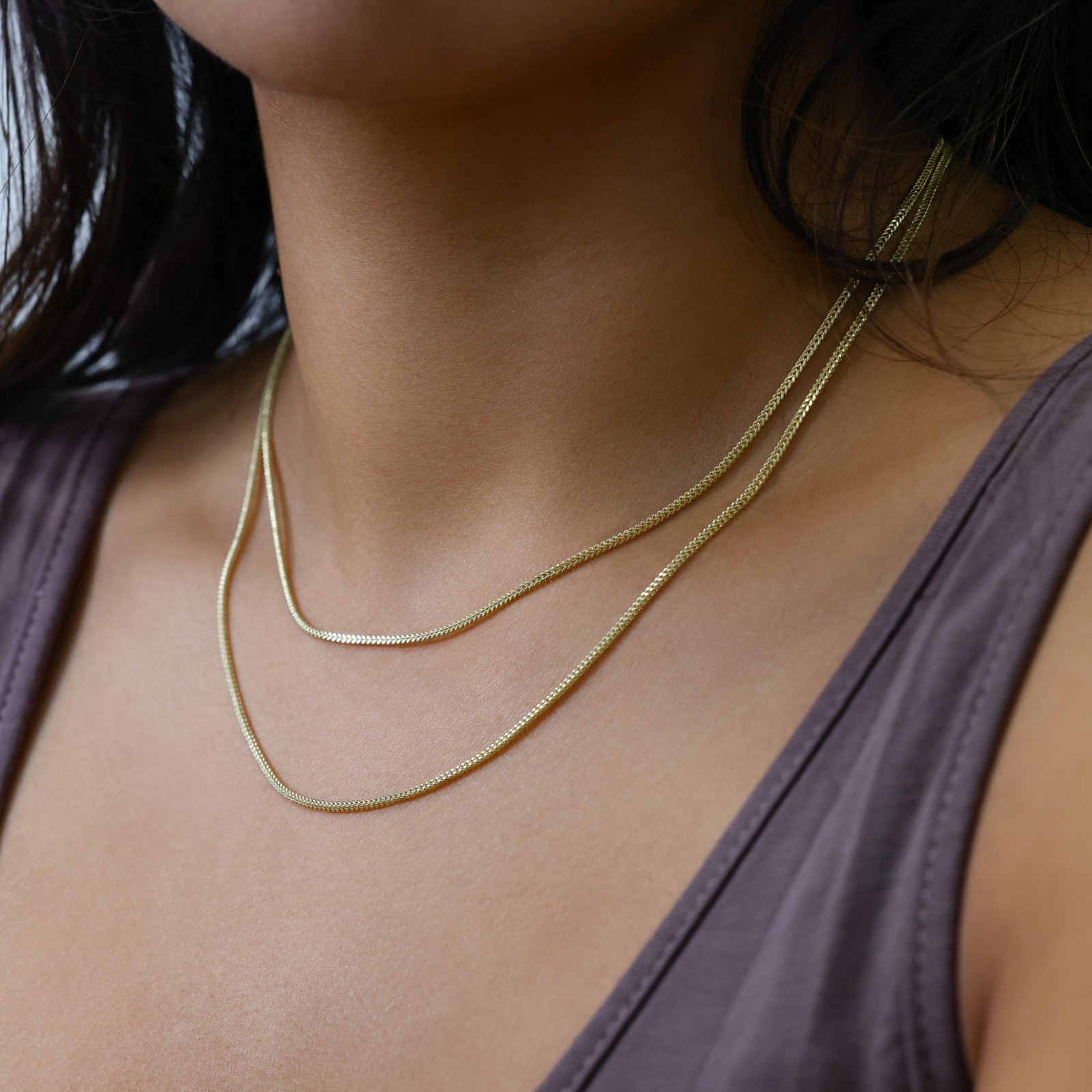 10K Yellow Gold 1.5mm Foxtail Wheat Franco Box Chain Pendant Necklace 16″- 30″