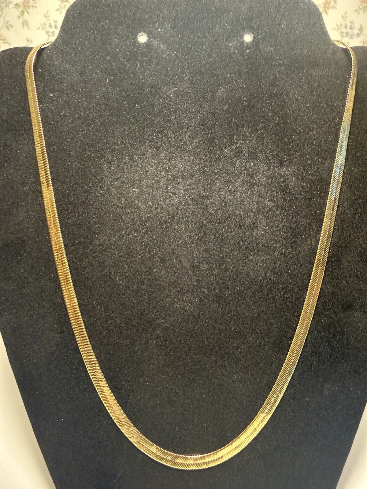 14k Gold filled Herringbone Chain Necklace 18” Lobster Clasp Signed No Stone