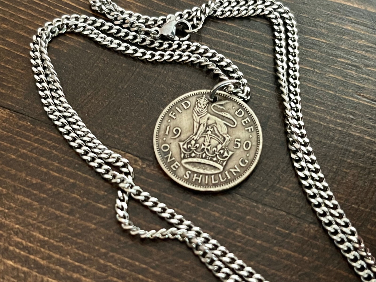United Kingdom One Shilling Coin Necklace – British Sterling Pendant Custom Made