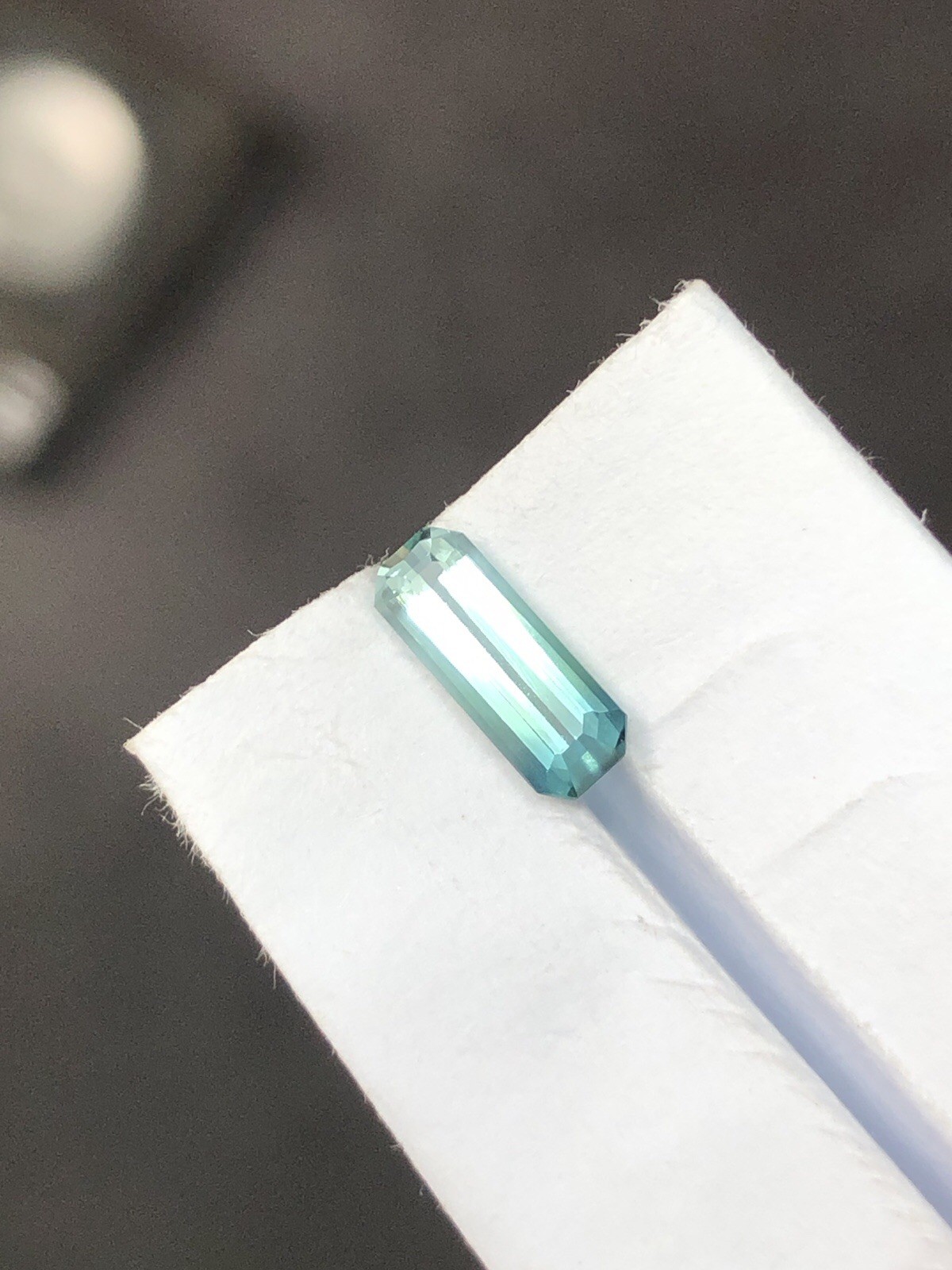 Seafoam Tourmaline Emerald Cut From Afghanistan Bi color zone