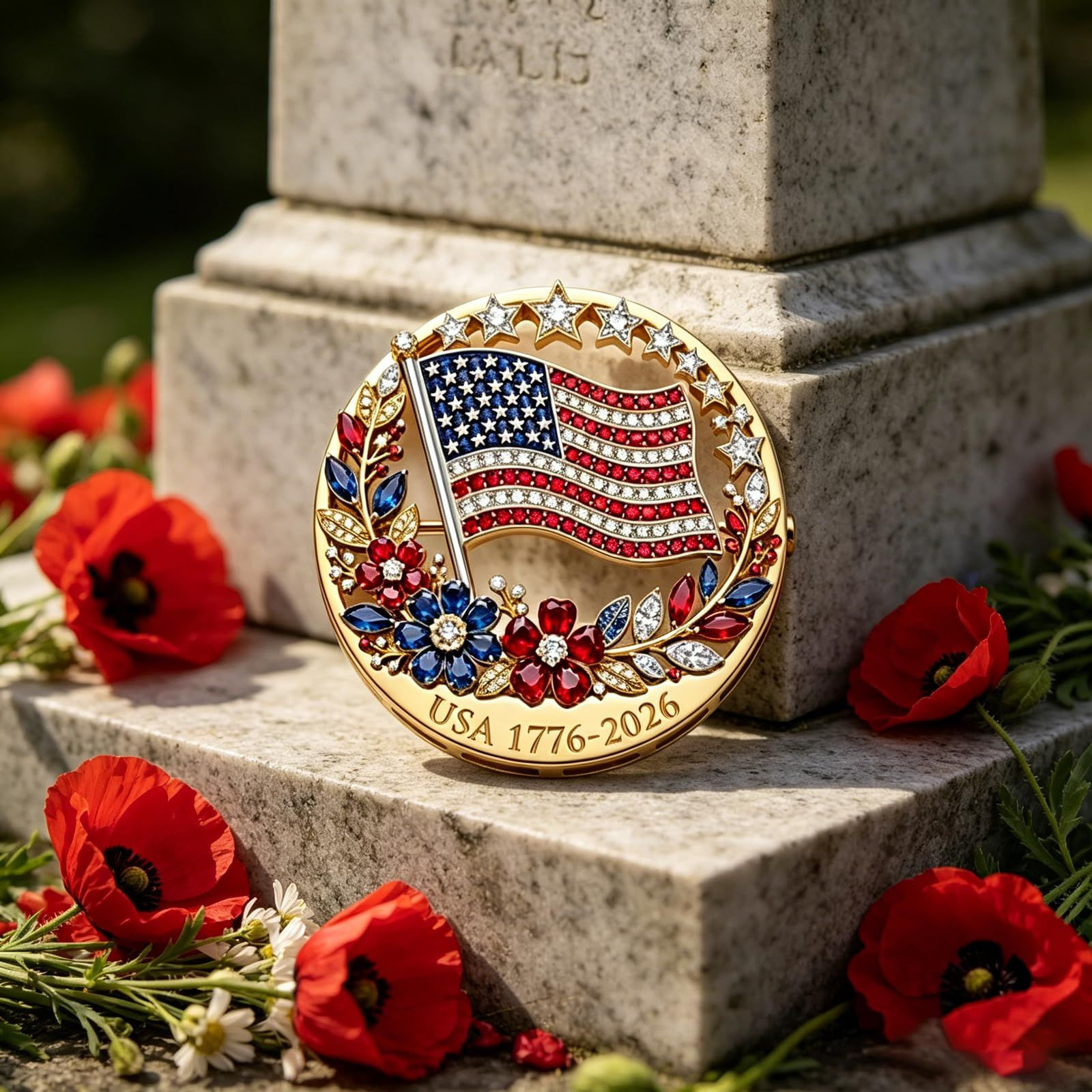 US 250th Anniversary Enamel Brooch Pin(1pc) As Picture, 1pc