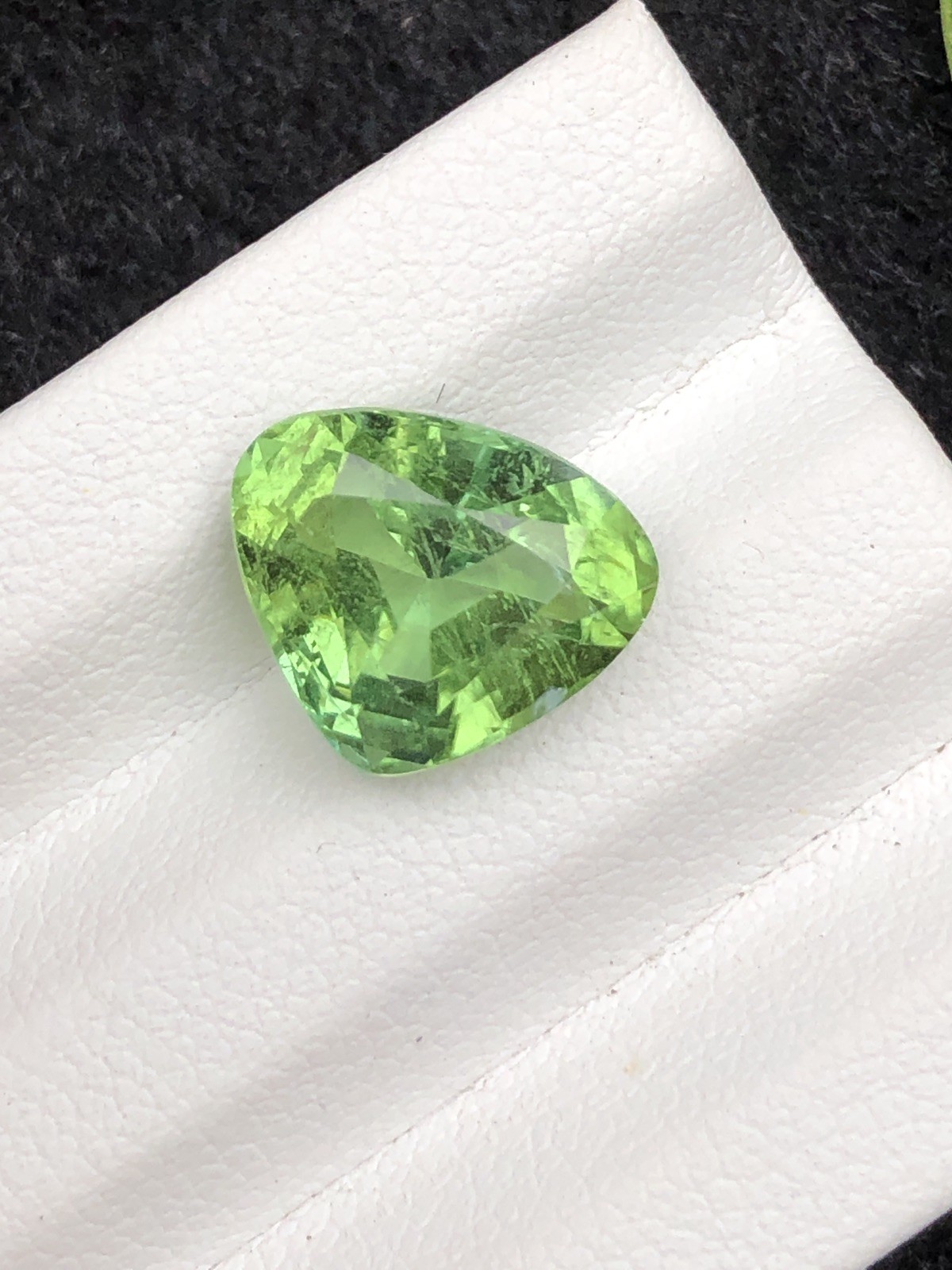 5.60 Cts Natural Green Tourmaline with Trillion Cut | Slightly Included