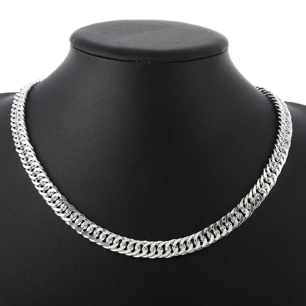 Width 6MM Chain 925 Sterling Silver Necklaces for Women Men Charm