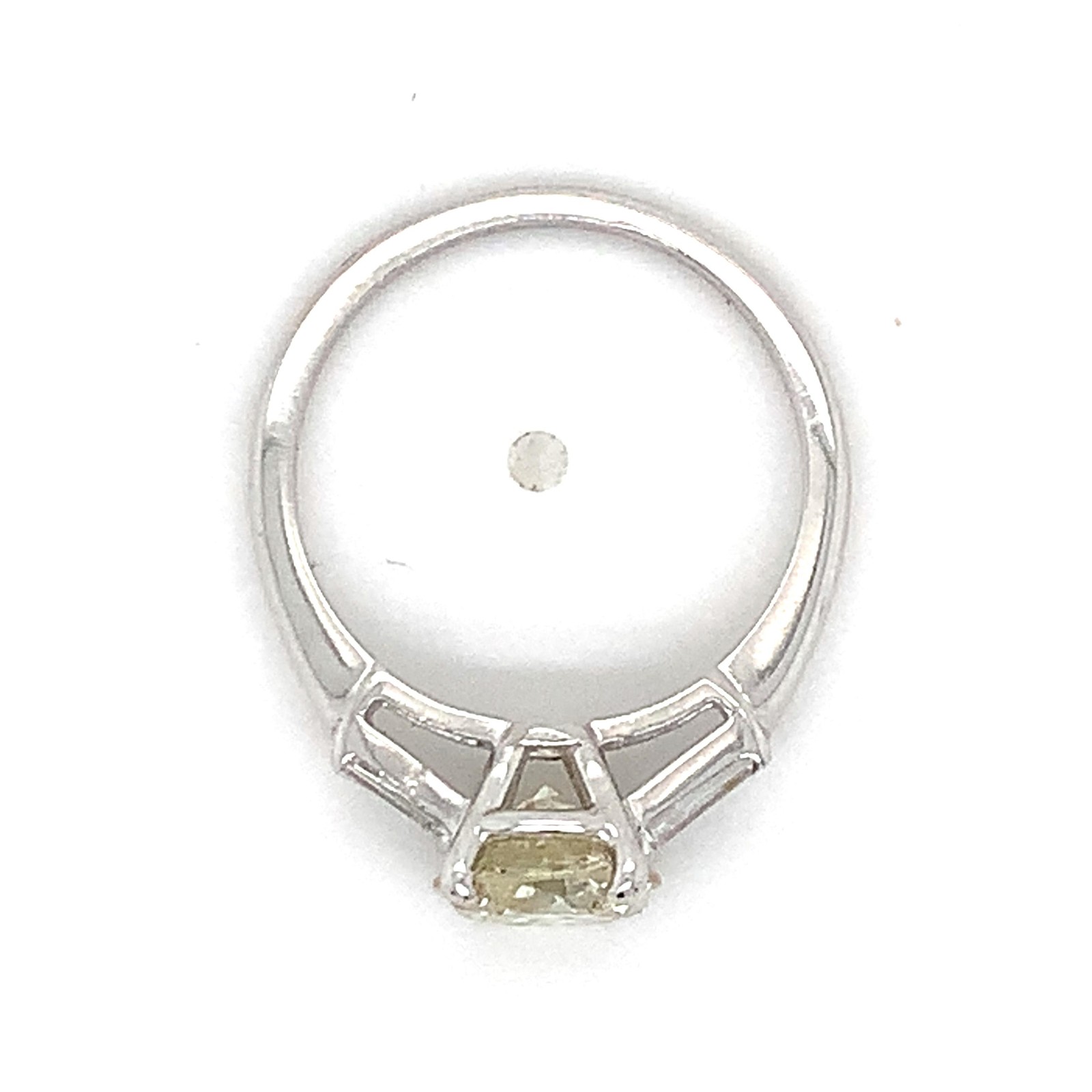 Platinum Light Yellow 1.44CT Round With Tapered Baguette Diamond 3 Stone Ring