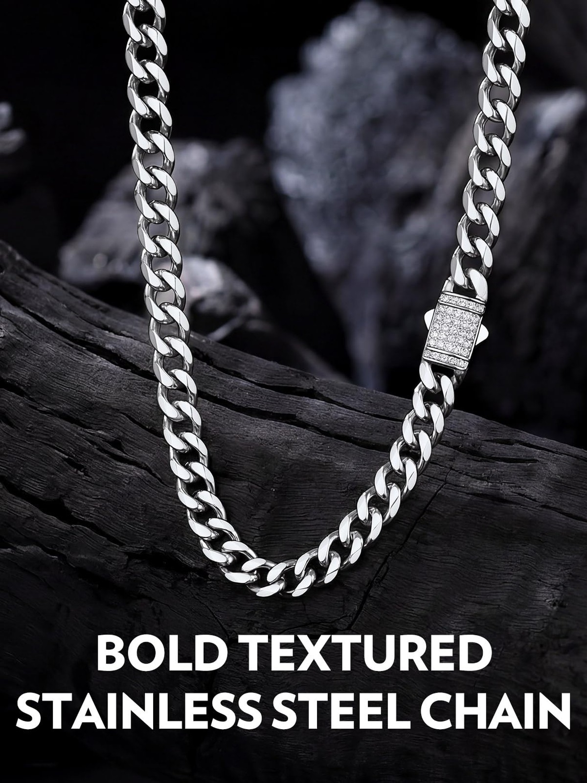 Bandmax Men’s Chain Necklaces 9MM Premium Waterproof Stainless Steel Silver T…