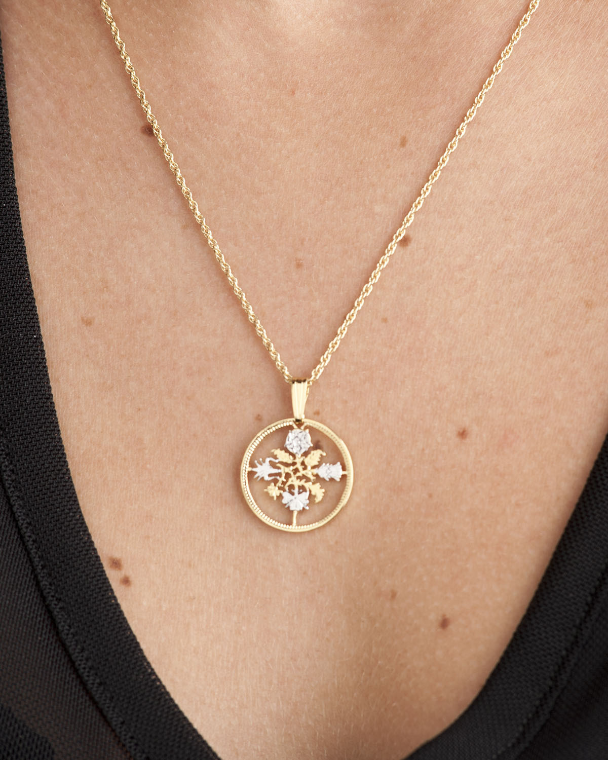 Great Britain Pendant & Necklace British 6 Pence Hand Cut 3/4″ Diameter, # 130