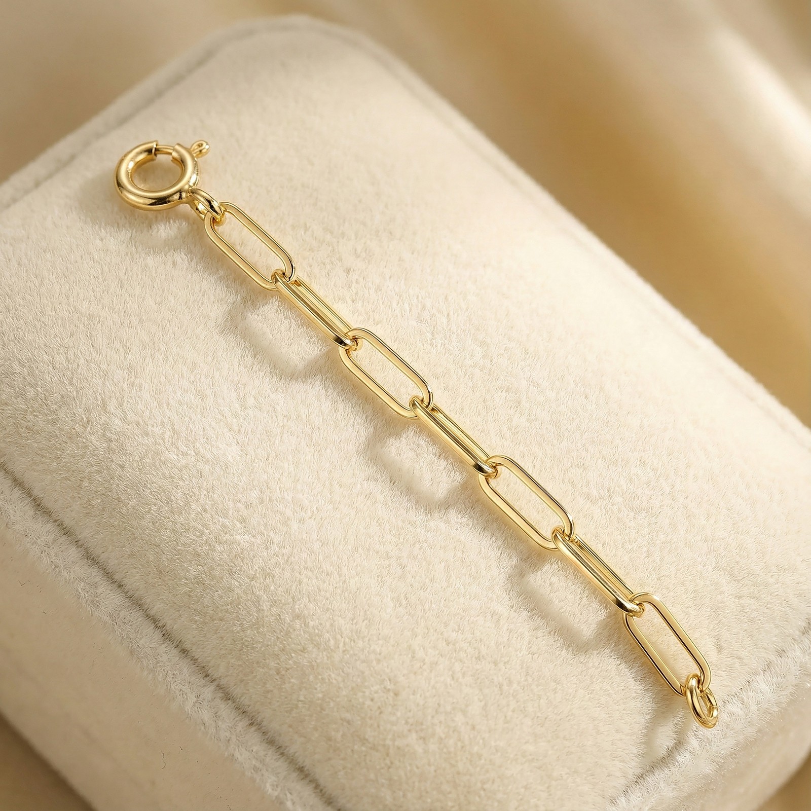 10k Solid Yellow Gold 2mm Paper Clip Extender Necklace 1″ to 10″