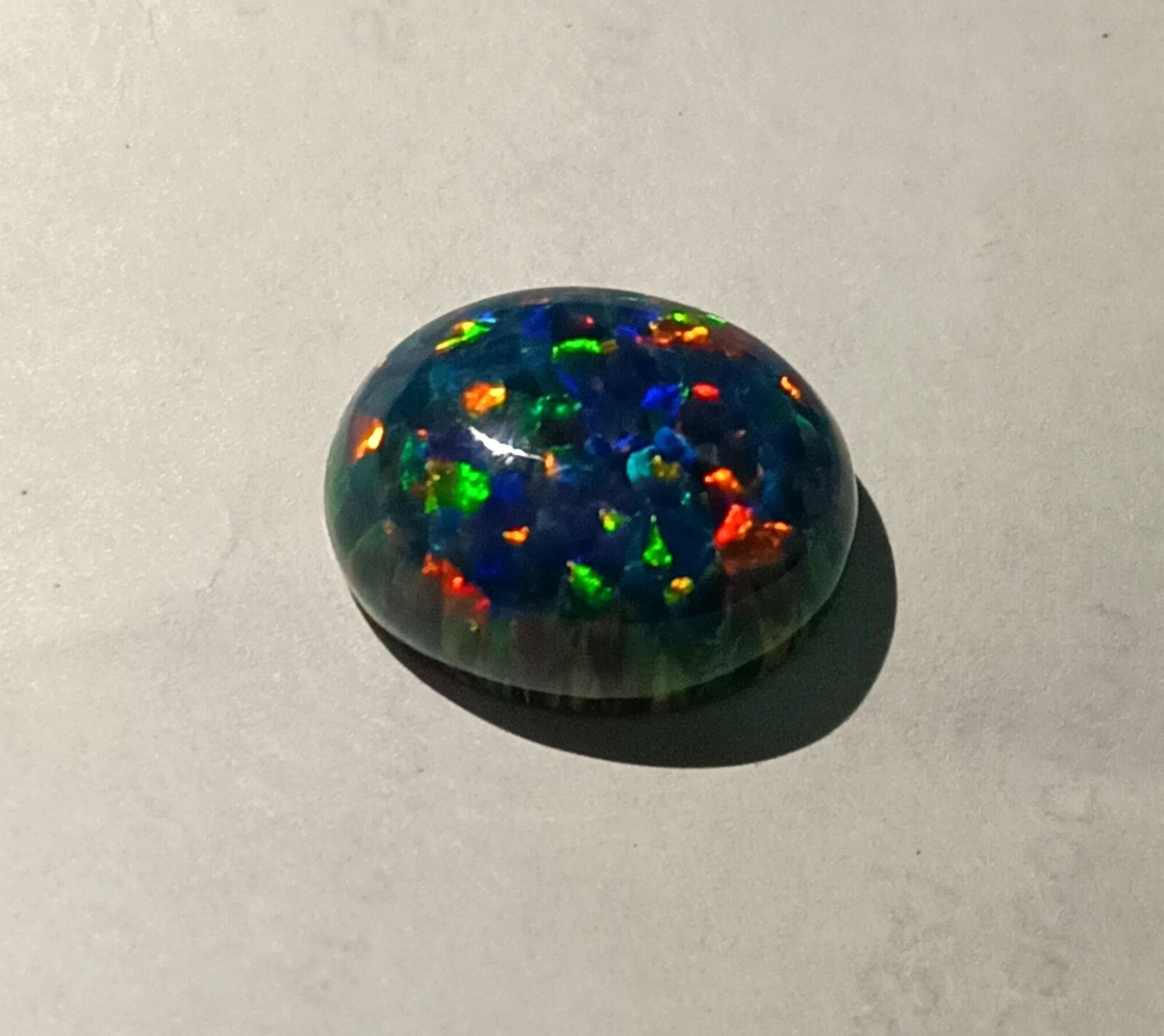 NaturalCertified Black Fire Opal Oval Cabochon 9.70 Ct Australian Loose Gemstone