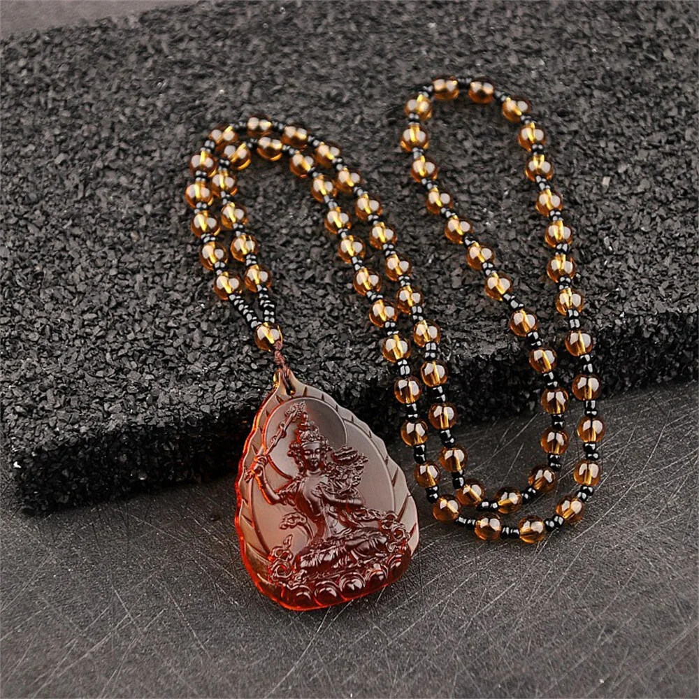 Charm Topaz Hand Carved Chinese God Lucky PendantNecklaces Jewelry Trendy Gift