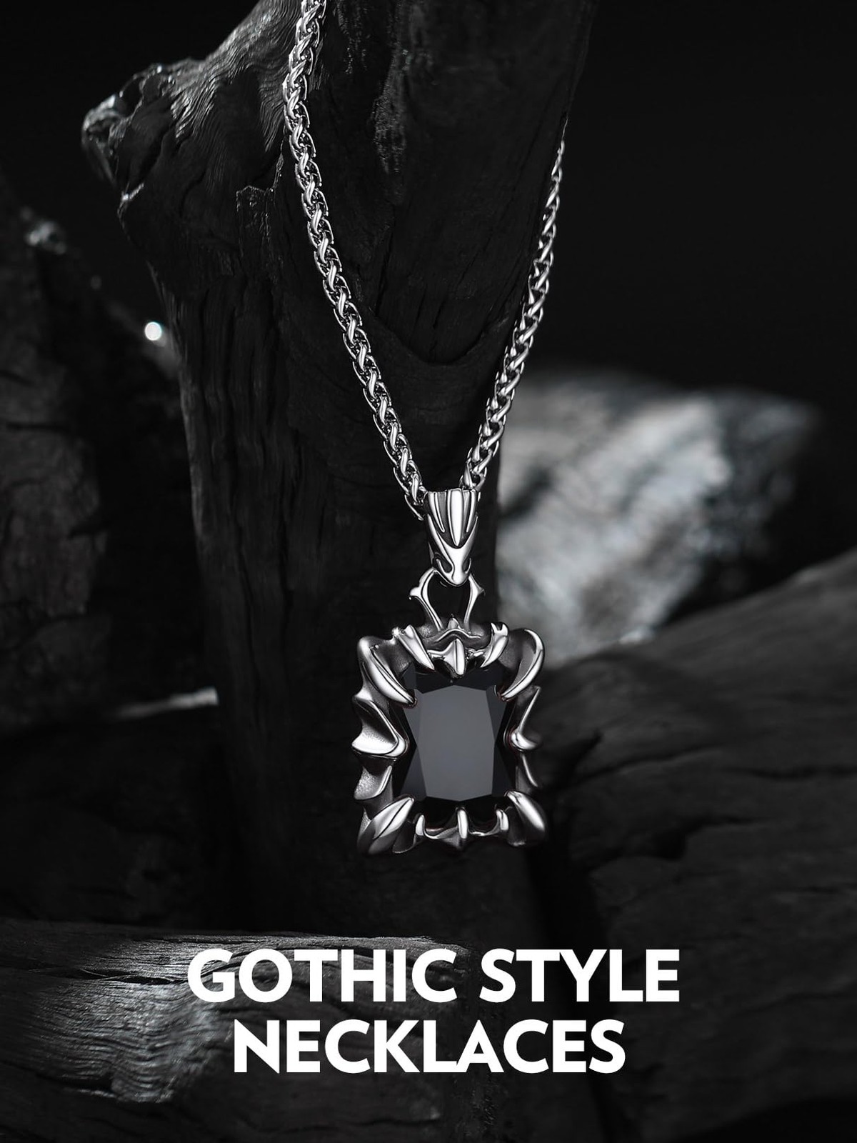 Bandmax Stainless Steel Dragon Claw Pendant Necklace for Men Women Black Onyx…