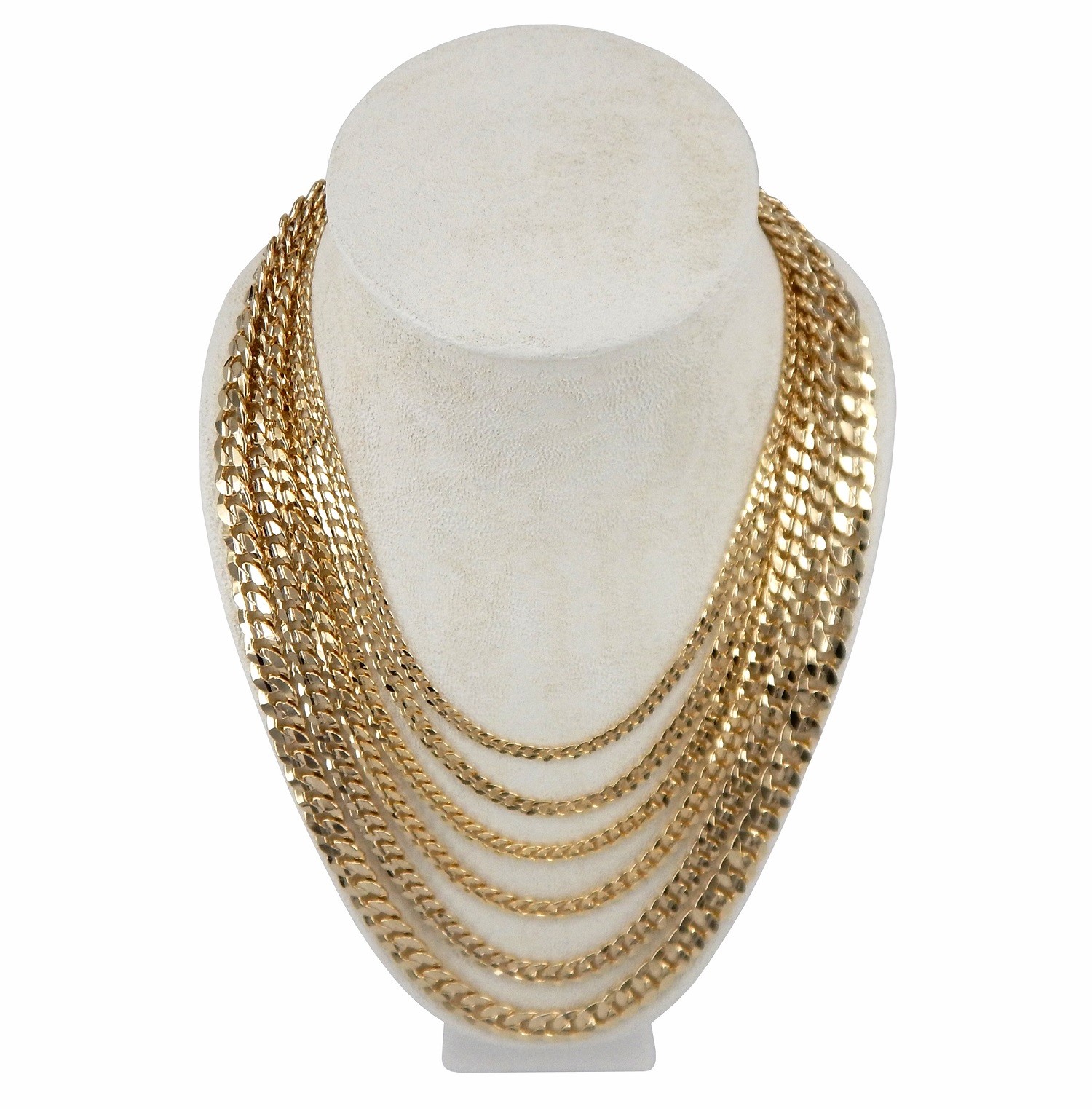Men’s Concave Cuban link Chain 14k Gold Plated 20″ 22″ 24″ 26″ 30″ inch Necklace
