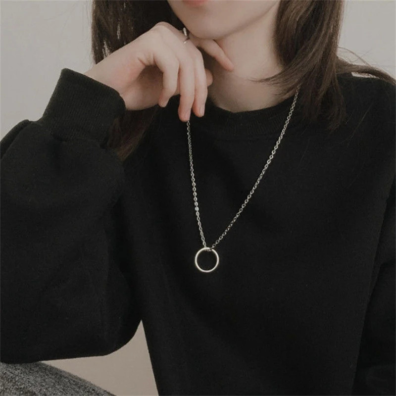 Hip Hop Stainless Steel Cross Necklace for Women Men Punk Double Layer Splicing