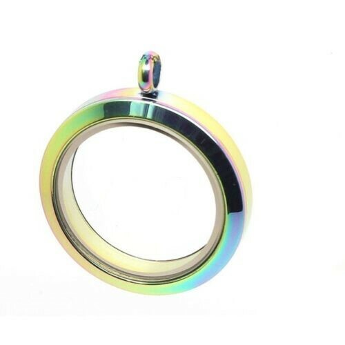 Rainbow Screw Top Stainless Steel Crystal Glass Memory Locket