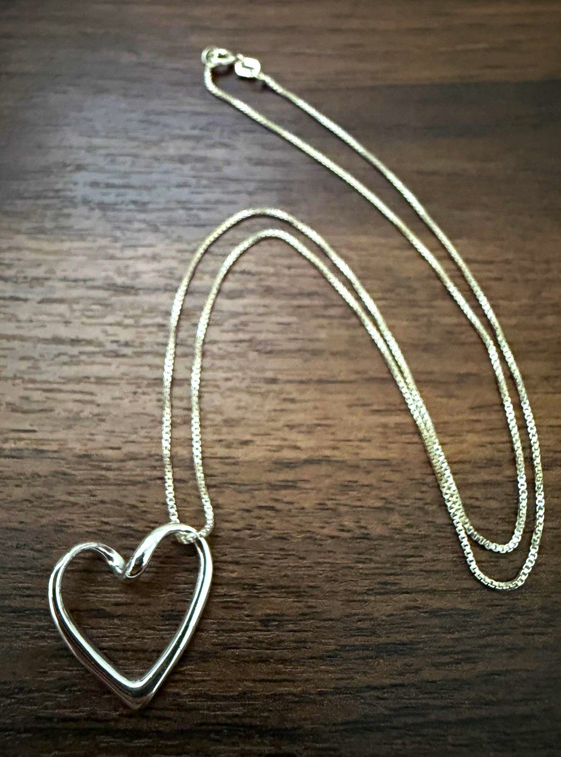 Vtg Sunstone SU 925 Sterling Silver Heart Pendant Necklace 18in Box Chain Italy