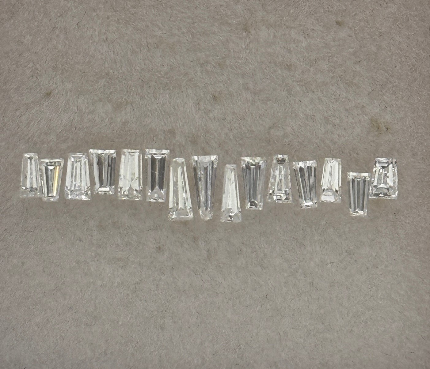 Lot of 15 Tapered Baguette Diamonds Natural Untreated 1.72ct D-F I1-I2 Layout