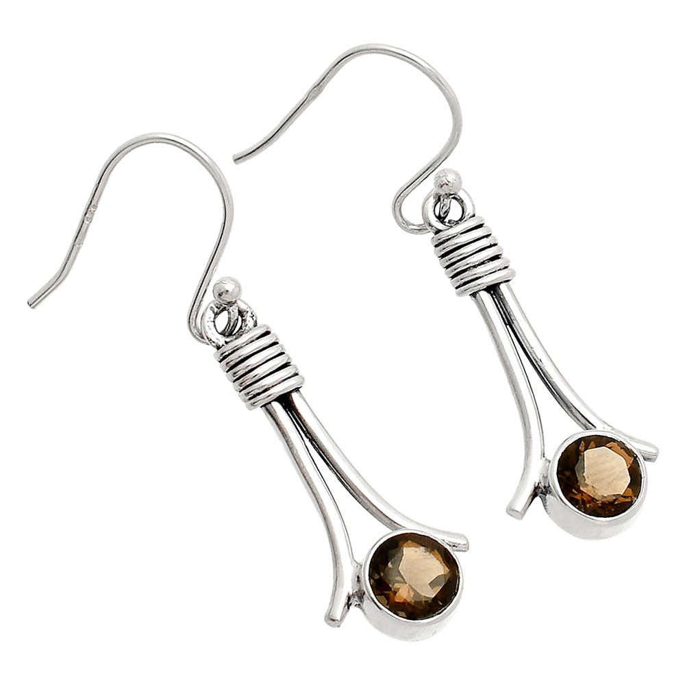 Natural Smoky Quartz – Brazil 925 Sterling Silver Earrings Jewelry E-1046