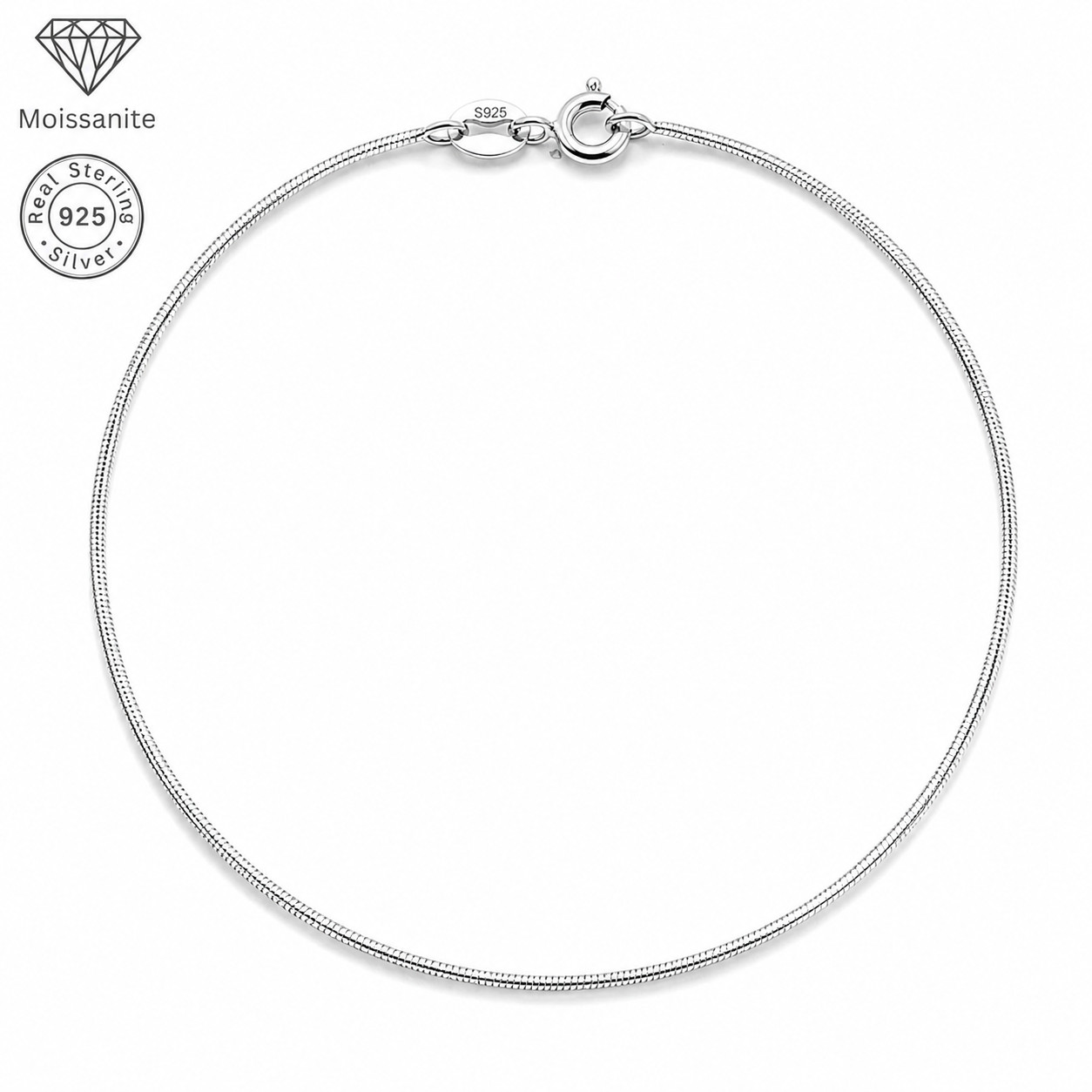 Real 925 Sterling Silver Italian Tarnish-Resist/Nickle-FREE Snake Chain Necklace