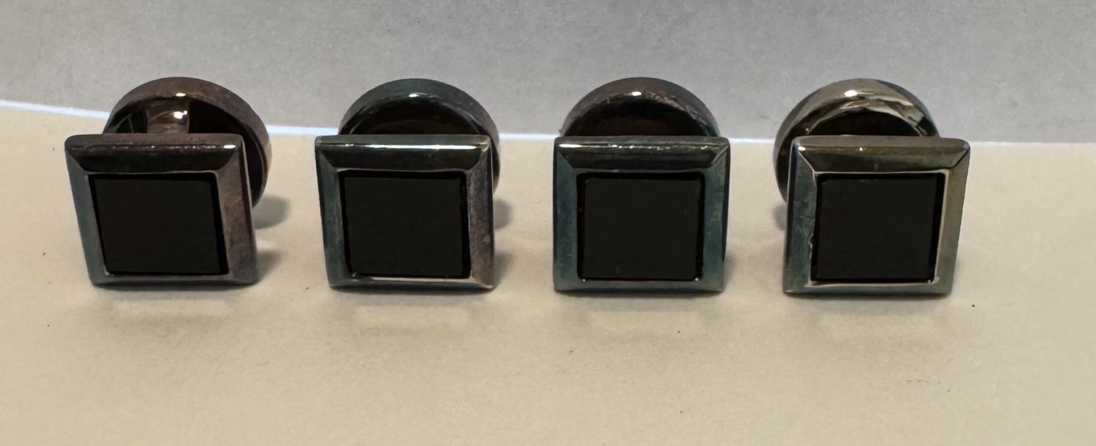 Nordstrom Black Onyx Silver Cuff Links & Studs in Original Box Ships FREE in USA