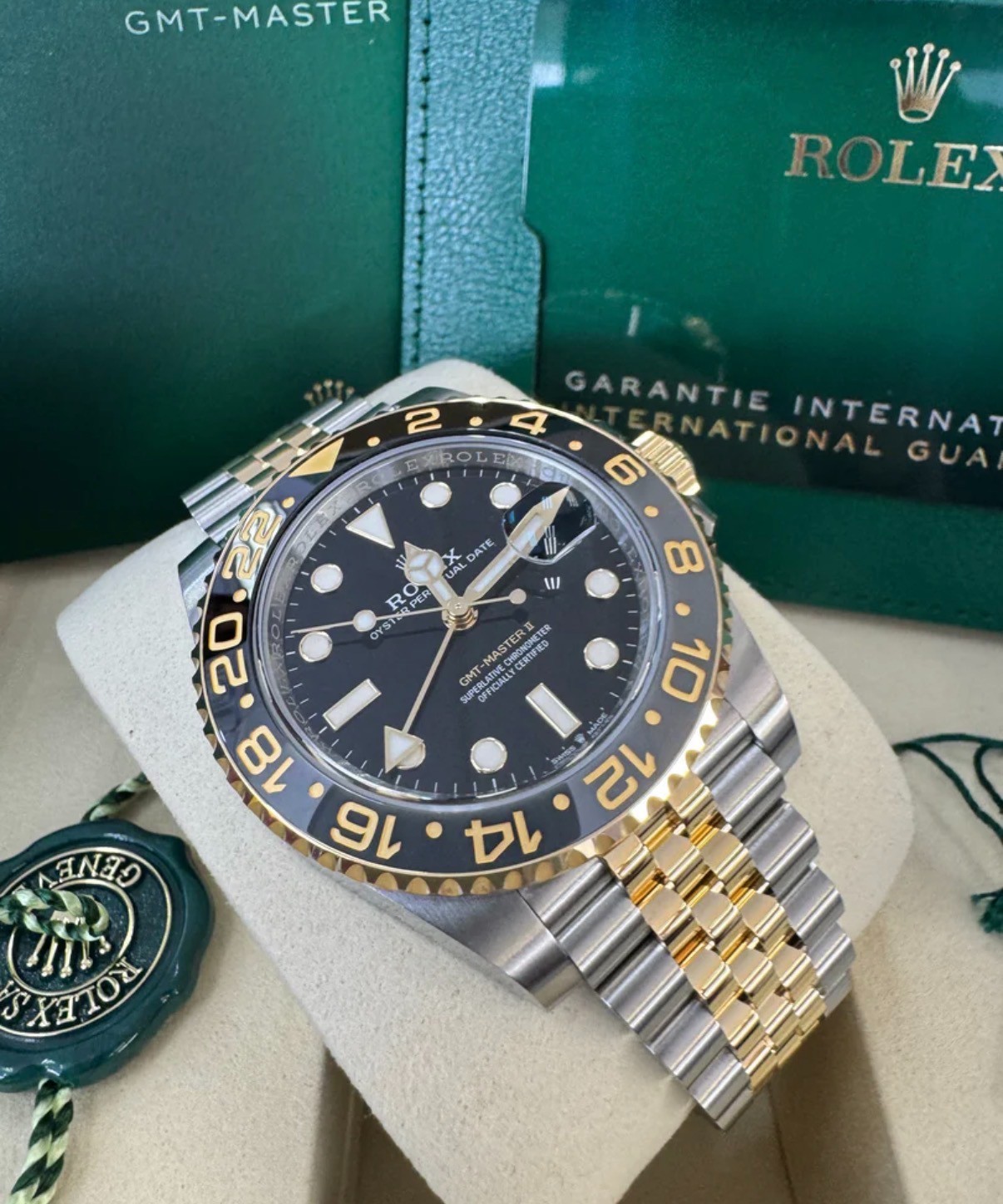 Rolex GMT-Master II 126713GRNR Gold and Silver Jubilee Bracelet with Black Bezel