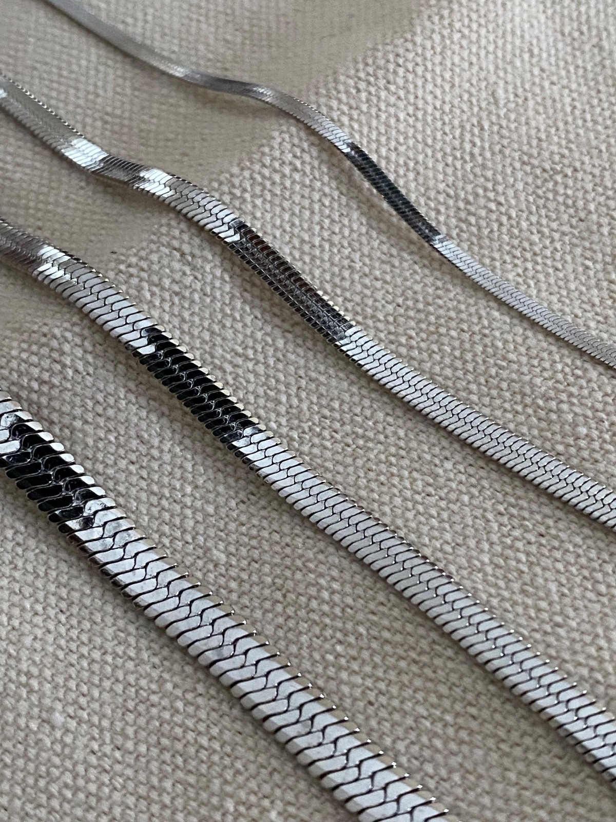 Stainless Steel Silver Color Herringbone Chain Necklace
