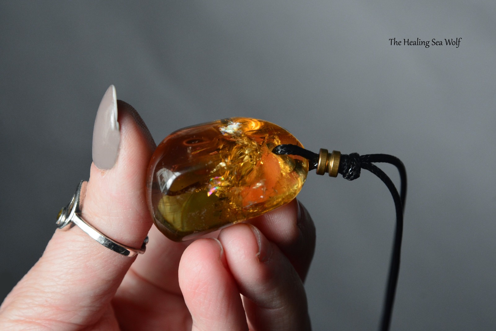 Natural Zambian Citrine Necklace with Rainbows Super Attractor Manifestation
