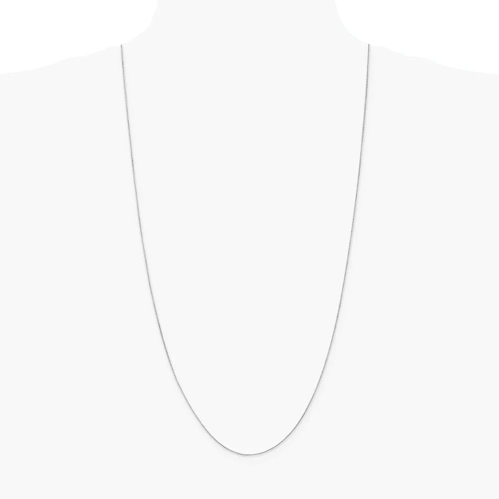 14K White Gold .85mm Spiga With Spring Ring Clasp Chain Necklace 16″-30″