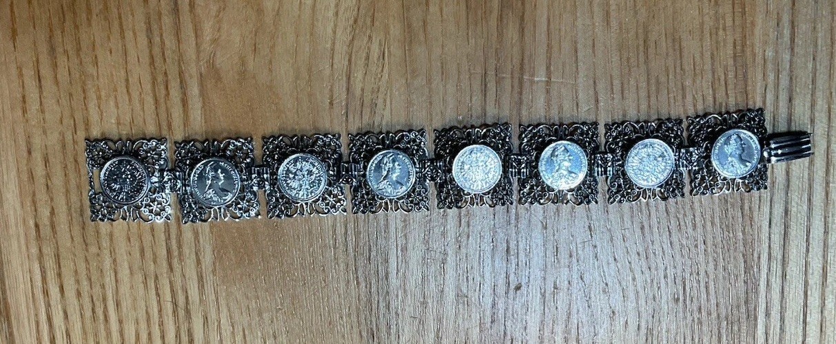 Vintage Coin Link Bracelet very light weight