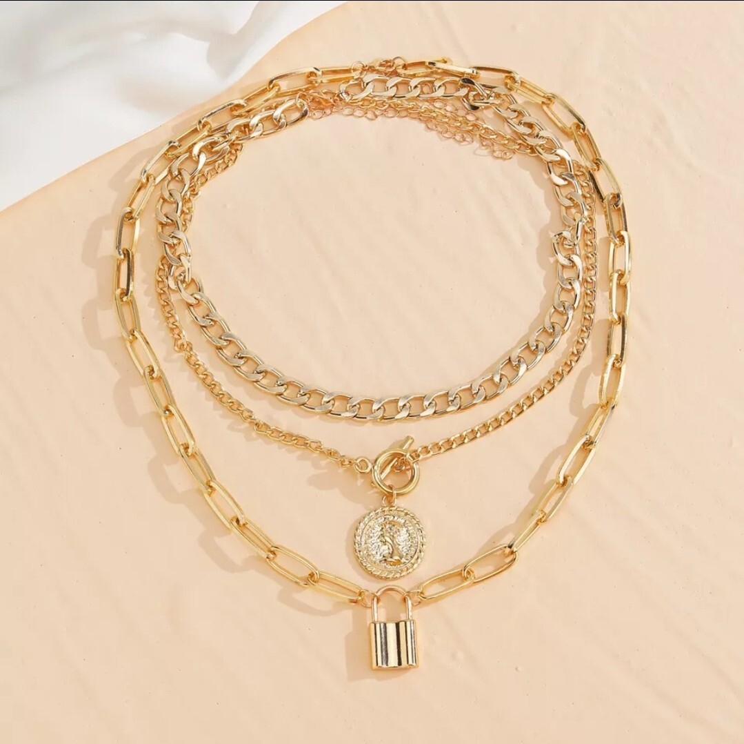 Chunky Multi-Layer Necklace Trendy Pendants Choker Women Fashion Jewelry 98-3